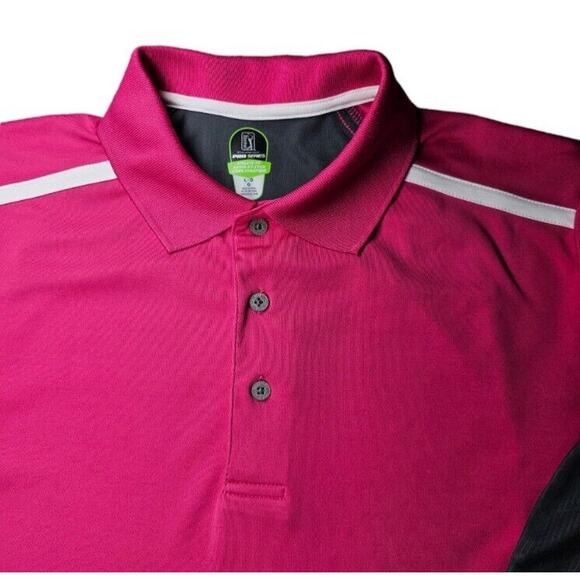 PGA Tour Pro Series Polo Shirt Mens Large Golf Pink Athletic Fit Summer Colorful - Picture 3 of 9
